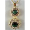 Image 1 : 11177 - GOLD PLATED EMERALD AND TOPAZ PENDANT W/ CHAIN