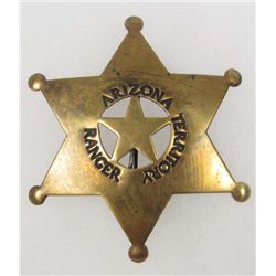 10775 - ARIZONA TERRITORY RANGERS BRASS LAW BADGE