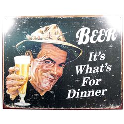 9996 - BEER ITS WHATS FOR DINNER FUNNY METAL SIGN