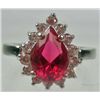 Image 1 : 11198 - WHITE GOLD PLATED RUBY AND TOPAZ RING