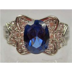 11199 - WHITE GOLD PLATED SAPPHIRE AND TOPAZ RING