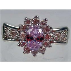 11208 - WHITE GOLD PLATED AMETHYST AND TOPAZ RING