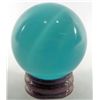 Image 1 : 11172 - LIGHT BLUE CAT'S EYE CRYSTAL BALL / SPHERE W/ STAND