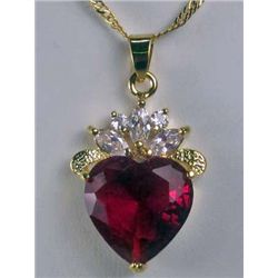 11181 - GOLD PLATED RUBY AND TOPAZ PENDANT W/ CHAIN
