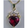 Image 1 : 11181 - GOLD PLATED RUBY AND TOPAZ PENDANT W/ CHAIN