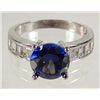 Image 1 : 9300 - WHITE GOLD PLATED SAPPHIRE & WHITE TOPAZ RING