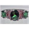 Image 1 : 11301 - WHITE GOLD PLATED EMERALD AND TOPAZ RING