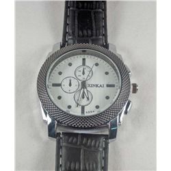11271 - MEN'S ANALOG WRIST WATCH W/ LEATHER BAND - FACE MARKED XINKAI