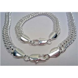 11253 - STERLING SILVER MEN'S NECKLACE AND BRACELET SET  - UNTESTED BY US