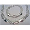 Image 1 : 11253 - STERLING SILVER MEN'S NECKLACE AND BRACELET SET  - UNTESTED BY US