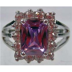 11196 - WHITE GOLD PLATED AMETHYST AND TOPAZ RING