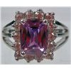 Image 1 : 11196 - WHITE GOLD PLATED AMETHYST AND TOPAZ RING