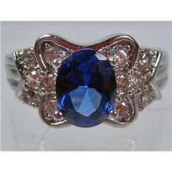11197 - WHITE GOLD PLATED SAPPHIRE AND TOPAZ RING