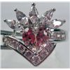 Image 1 : 11204 - WHITE GOLD PLATED PINK SAPPHIRE AND TOPAZ RING