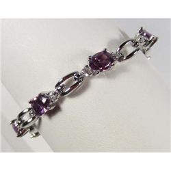 10700 - WHITE GOLD PLATED AMETHYST & WHITE TOPAZ BRACELET