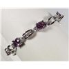 Image 1 : 10700 - WHITE GOLD PLATED AMETHYST & WHITE TOPAZ BRACELET