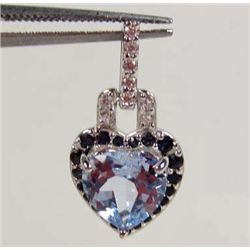 9502 - STERLING SILVER BLUE TOPAZ, SAPPHIRE & TOPAZ PENDANT