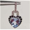 Image 1 : 9502 - STERLING SILVER BLUE TOPAZ, SAPPHIRE & TOPAZ PENDANT