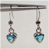 Image 1 : 9504 - WHITE GOLD PLATED AQUAMARINE HEART DANGLE DROP EARRINGS