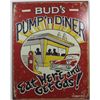 Image 1 : 9832 - BUDS PUMP &  DINER FUNNY METAL SIGN APPROX. 12 "1/2 x 16