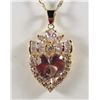 Image 1 : 10341 - 14K GOLD PLATED PINK SAPPHIRE & WHITE TOPAZ PENDANT