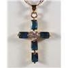 Image 1 : 10344 - 14K GOLD PLATED SAPPHIRE AND WHITE TOPAZ PENDANT