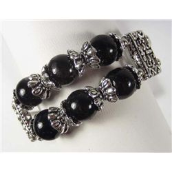 10486 - TIBETAN SILVER JADE BRACELET
