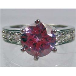 11195 - WHITE GOLD PLATED AMETHYST AND TOPAZ RING