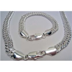 11262 - STERLING SILVER MEN'S NECKLACE AND BRACELET SET  - UNTESTED BY US