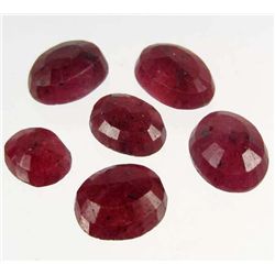 5158 - 61.0 CT - LOT OF 6 - OVAL CUT NATURAL BLOOD RED RUBIES