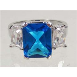 9505 - WHITE GOLD PLATED AQUAMARINE TOPAZ RING