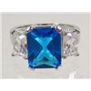 Image 1 : 9505 - WHITE GOLD PLATED AQUAMARINE TOPAZ RING