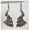 Image 1 : 10740 - PAIR OF BRONZE PEACOCK EARRINGS