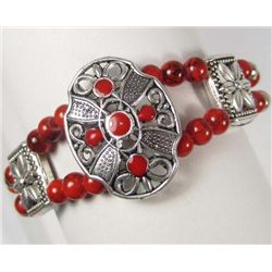 10930 - TIBETAN SILVER CORAL BRACELET