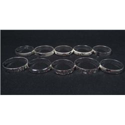 11023 - SET OF 10 SILVER RINGS MARKED .925