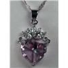 Image 1 : 11182 - WHITE GOLD PLATED PINK SAPPHIRE & TOPAZ PENDANT W/ CHAIN
