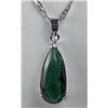 Image 1 : 11183 - WHITE GOLD PLATED EMERALD PENDANT W/ CHAIN