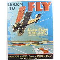 10078 - LEARN TO FLY METAL SIGN
