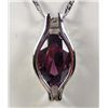 Image 1 : 9576 - WHITE GOLD PLATED AMETHYST PENDANT W/ CHAIN