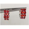 Image 1 : 9596 - WHITE GOLD PLATED RUBY HOOP EARRINGS