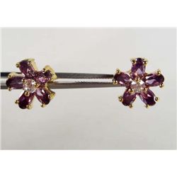 9358 - GOLD PLATED AMETHYST & WHITE TOPAZ EARRING