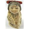 Image 1 : 11149 - JAPANESE OX BONE NETSUKE - GIRL W/ FAN