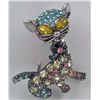 Image 1 : 11188 - 18K GOLD PLATED MULTI-COLOR CAT BROOCH