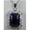 Image 1 : 11189 - WHITE GOLD PLATED EMERALD & TOPAZ PENDANT W/ CHAIN
