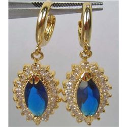 11190 - PAIR OF GOLD PLATED SAPPHIRE AND TOPAZ EARRINGS