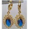 Image 1 : 11190 - PAIR OF GOLD PLATED SAPPHIRE AND TOPAZ EARRINGS