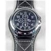 Image 1 : 11239 - MEN'S QUARTZ WRIST WATCH W/ BLACK LEATHER BAND - FACE MARKED DIESEL TIME