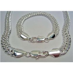 11254 - STERLING SILVER MEN'S NECKLACE AND BRACELET SET  - UNTESTED BY US