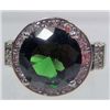 Image 1 : 11302 - WHITE GOLD PLATED EMERALD AND TOPAZ RING