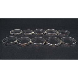 11049 - SET OF 10 SILVER RINGS MARKED .925